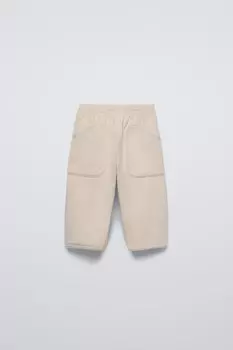 Однотонные брюки с карманами ZARA, цвет stone