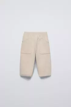 Однотонные брюки с карманами ZARA, цвет stone