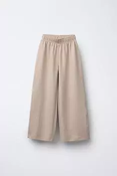 Однотонные брюки с замком ZARA, экрю