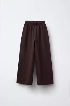 Однотонные брюки с замком ZARA, коричневый