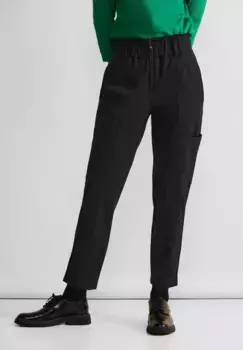 Однотонные брюки в виде бумажного пакета STREET ONE, черный