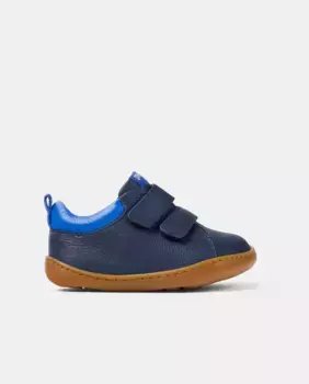 Однотонные детские кожаные кроссовки с застежкой-липучкой Camper, синий