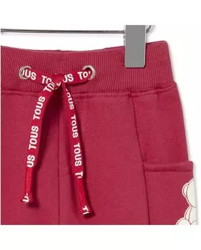 Однотонные детские спортивные штанишки из хлопка с полосками по бокам Tous, гранатовый