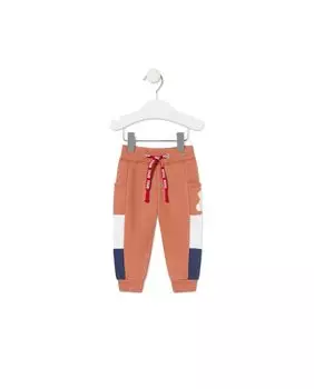 Однотонные детские спортивные штанишки из хлопка с полосками по бокам Tous, оранжевый