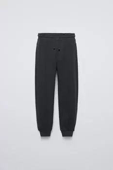 Однотонные флисовые брюки для спорта ZARA, синий/серый