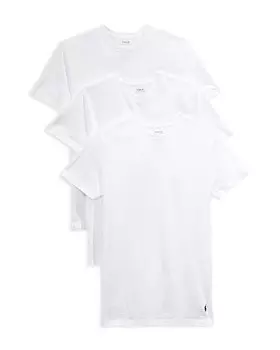 Однотонные хлопковые майки Polo Ralph Lauren с круглым вырезом классического кроя, 5 шт, белый