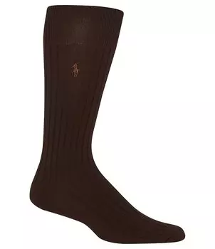 Однотонные хлопковые носки в рубчик Polo Ralph Lauren, коричневый