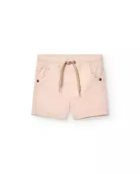 Однотонные хлопковые шорты-бермуды для мальчиков на шнурке Boboli, бежевый