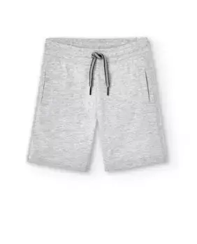 Однотонные хлопковые шорты-бермуды для мальчиков со шнурком Boboli, светло-серый