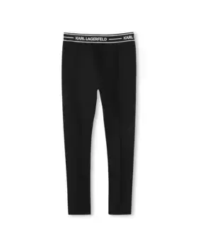 Однотонные леггинсы для девочки с логотипом на талии Karl Lagerfeld Kids, чёрный