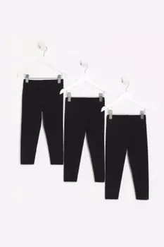 Однотонные леггинсы Mini для девочек 3 пары шт River Island, черный