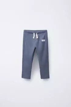 Однотонные леггинсы в рубчик с этикеткой ZARA, цвет Bluish