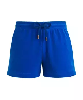 Однотонные махровые шорты с вышивкой черепахи Vilebrequin, синий