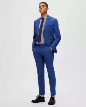 Однотонные мужские костюмные брюки узкого кроя Selected, цвет Azul ndigo