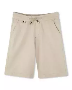 Однотонные мужские шорты-бермуды на шнурке BOSS Kidswear, бежевый