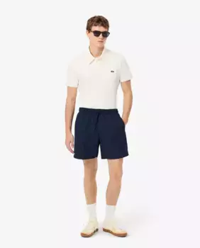 Однотонные мужские шорты для плавания средней длины Lacoste, тёмно-синий