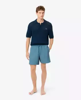Однотонные мужские шорты для плавания средней длины Lacoste, синий