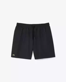 Однотонные мужские шорты для плавания средней длины Lacoste, черный