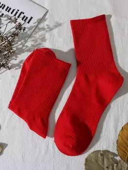Однотонные носки до щиколотки, красный цвет