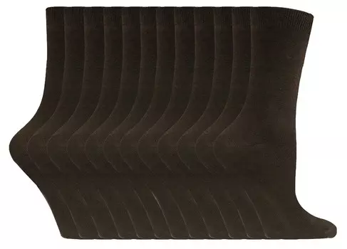 Однотонные носки из хлопка групповая упаковка из 12 пар тонкие удобные красочные носки до щиколотки коричневого цвета Sock Snob, коричневый