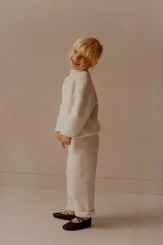 Однотонные плюшевые брюки ZARA, светло-бежевый