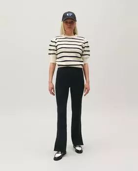 Однотонные прямые женские брюки с вырезом до щиколотки Claudie Pierlot, темно-синий