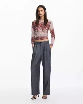 Однотонные широкие женские брюки с карманами Desigual, серый