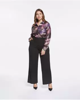 Однотонные широкие женские брюки с карманами Fiorella Rubino, черный