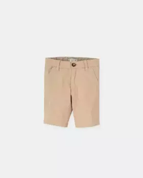 Однотонные шорты-бермуды для мальчика с петлями для ремня на талии Tutto Piccolo, бежевый