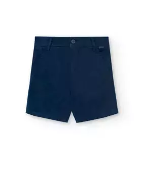 Однотонные шорты-бермуды для мальчиков с петлями для ремня на талии Boboli, тёмно-синий
