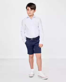 Однотонные шорты-бермуды для мальчиков с завязками для ремня Spagnolo, тёмно-синий