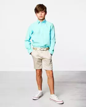 Однотонные шорты-бермуды для мальчиков с завязками для ремня Spagnolo, бежевый