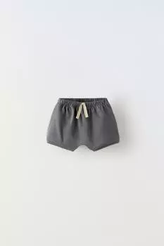 Однотонные шорты-бермуды с затяжкой ZARA, темно-серый