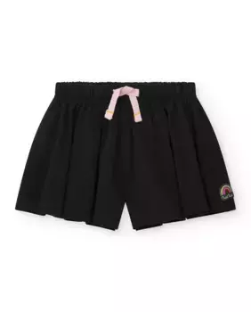 Однотонные шорты для девочки с эластичным поясом и кулиской Tuc tuc, чёрный