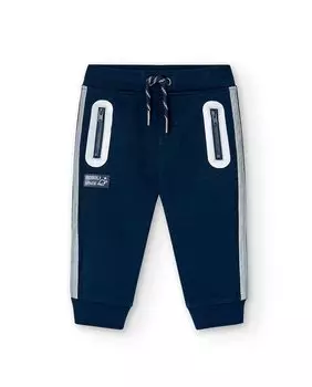 Однотонные спортивные брюки для мальчиков с карманами Boboli, темно-синий