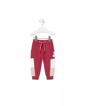 Однотонные спортивные брюки из хлопка с полосками по бокам Tous, гранатовый