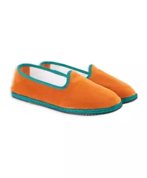 Однотонные женские бархатные туфли с контрастными деталями. Gallo, оранжевый