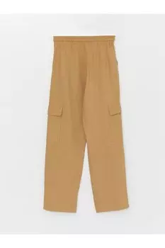 Однотонные женские брюки из смесового льна с эластичной резинкой на талии LC Waikiki, коричневый