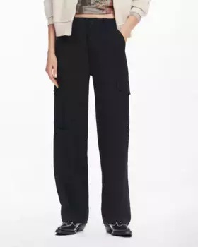 Однотонные женские брюки-карго из струящейся ткани Desigual, черный