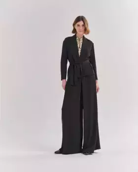 Однотонные женские брюки-палаццо с карманами Lasserre, черный