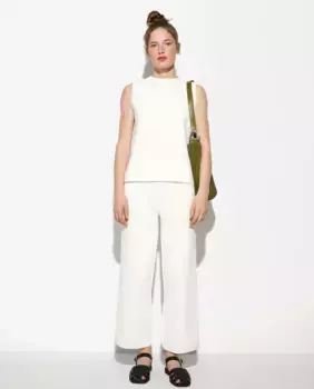 Однотонные женские прямые брюки ажурной вязки стрейч Parfois, белый