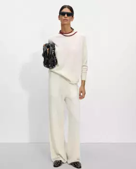 Однотонные женские прямые брюки из 100% кашемира Parfois, белый