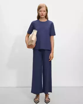 Однотонные женские прямые брюки с разрезом по бокам Parfois, темно-синий