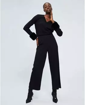 Однотонные женские широкие брюки средней посадки Georges Rech Pars, черный