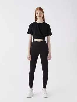 Однотонные женские спортивные тайтсы интерлок с эластичной резинкой на талии XSIDE, новый черный