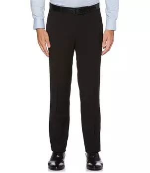 Однотонный эластичный костюм Perry Ellis с раздельными классическими брюками с плоской передней частью, черный