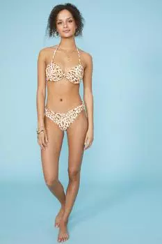 Однотонный бикини-топ на косточках с принтом из фольги и животными Debenhams, мультиколор