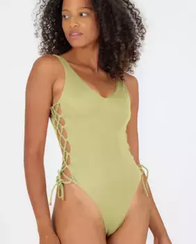 Однотонный бразильский женский купальник с набивкой Ro de Sol, светло-зеленый