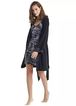 Однотонный черный женский халат Blackspade