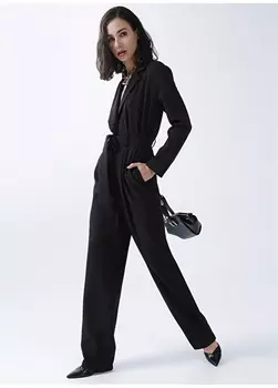 Однотонный черный женский комбинезон Fabrika